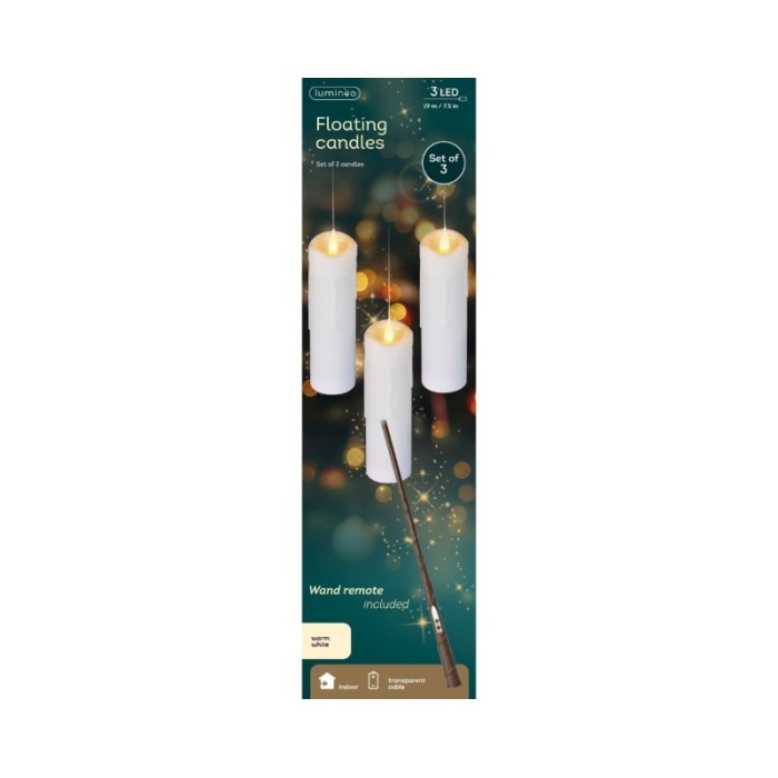 CANDELE FLUTTUANTI 3 LED CON BACCHETTA MAGICA H.19
